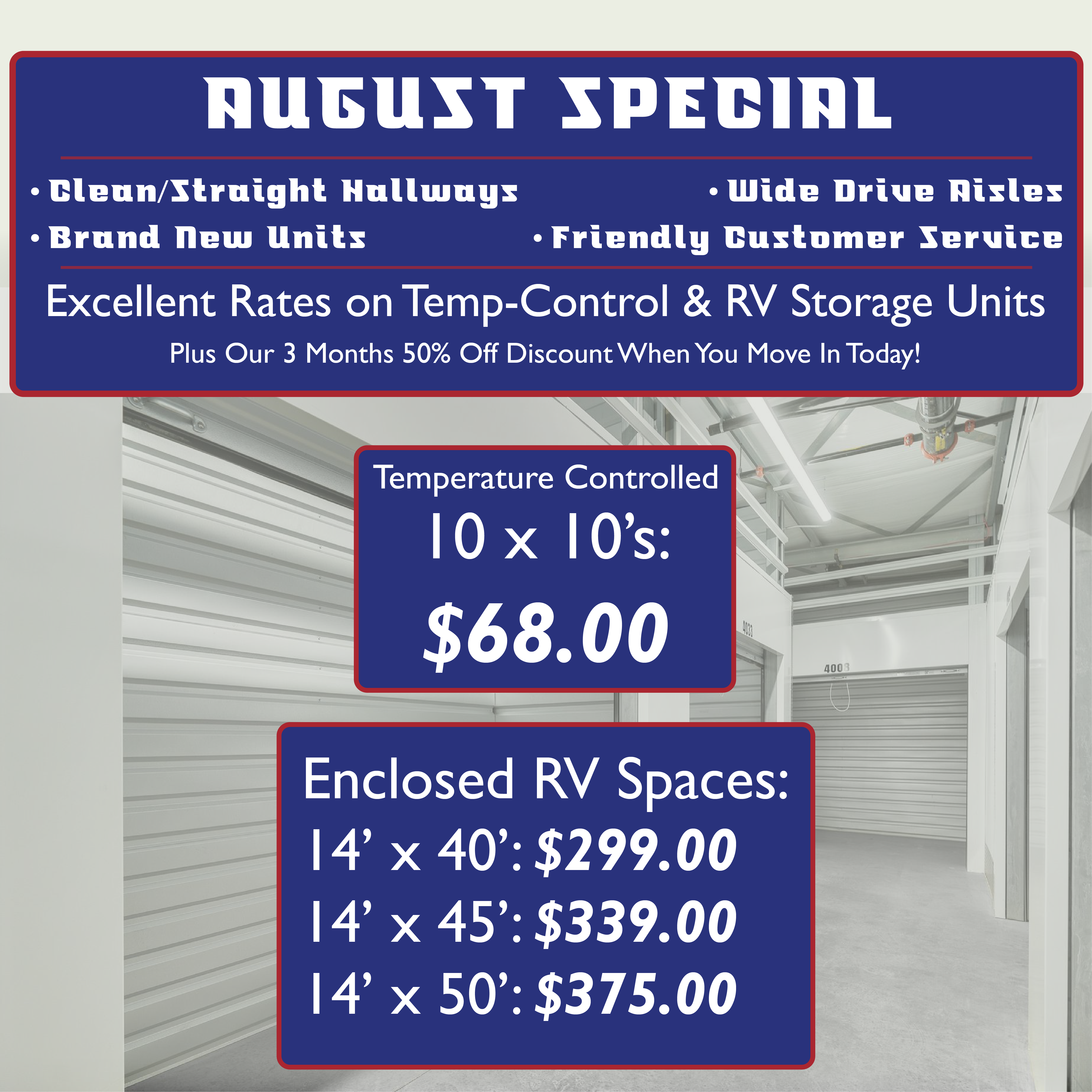 Special Rates on 10x10s and Enclosed Parking Units Special Rates on 10x10s and Enclosed Parking Units